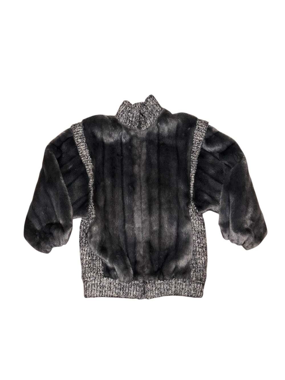 Vintage 80s Grandella Styled by Sportowne Faux Mink and Knit Bomber Jacket